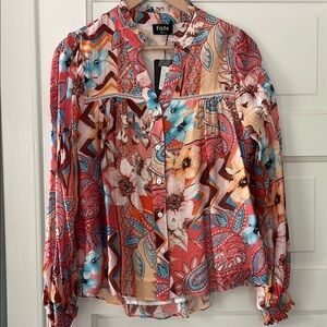 Fate Pink Graphic Long Sleeve Blouse